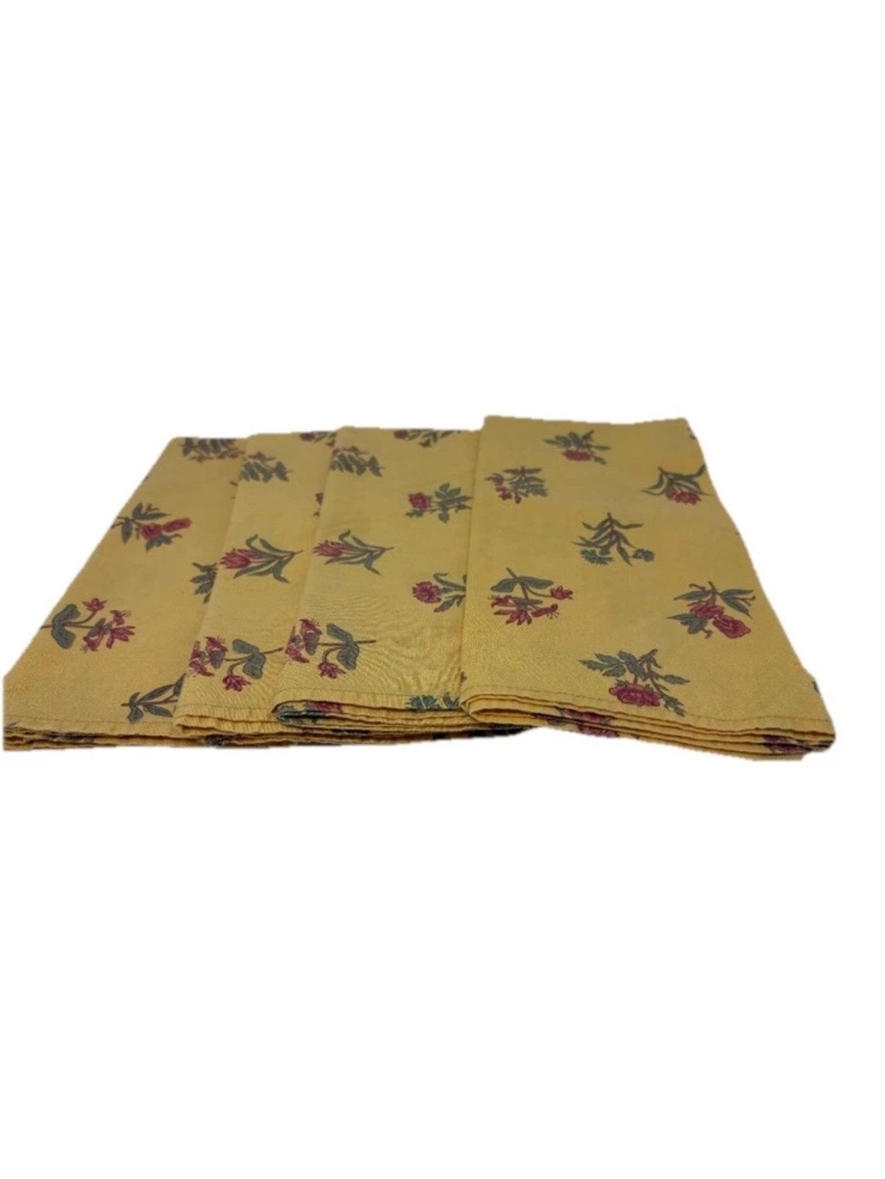 Williams Sonoma Floral Cloth Napkins Set of 4 Yellow Gold Cotton 20x20